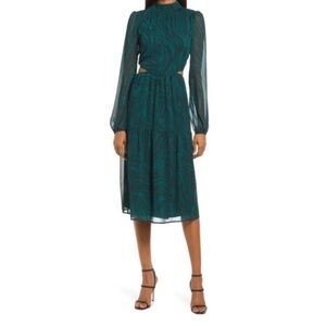 Chic Teal Long Sleeve Dress